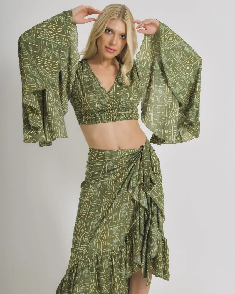 ΤΟΠ/ΜΠΛΟΥΖΑΚΙ ΜΕ ΜΑΚΡΥ ΜΑΝΙΚΙ ΣΕ ΛΑΔΙ ΧΡΩΜΑ ΜΕ ΓΕΩΜΕΤΡΙΚΑ ΣΧΕΔΙΑ ONE SIZE  (100% CREPE)