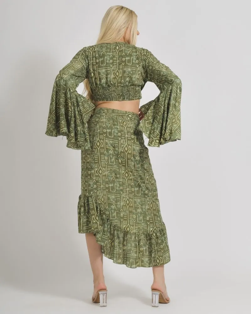 ΤΟΠ/ΜΠΛΟΥΖΑΚΙ ΜΕ ΜΑΚΡΥ ΜΑΝΙΚΙ ΣΕ ΛΑΔΙ ΧΡΩΜΑ ΜΕ ΓΕΩΜΕΤΡΙΚΑ ΣΧΕΔΙΑ ONE SIZE  (100% CREPE)