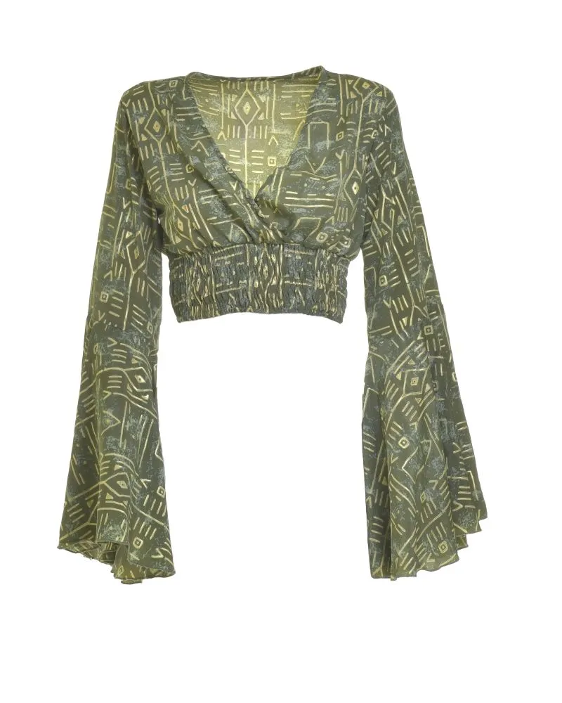 ΤΟΠ/ΜΠΛΟΥΖΑΚΙ ΜΕ ΜΑΚΡΥ ΜΑΝΙΚΙ ΣΕ ΛΑΔΙ ΧΡΩΜΑ ΜΕ ΓΕΩΜΕΤΡΙΚΑ ΣΧΕΔΙΑ ONE SIZE  (100% CREPE)