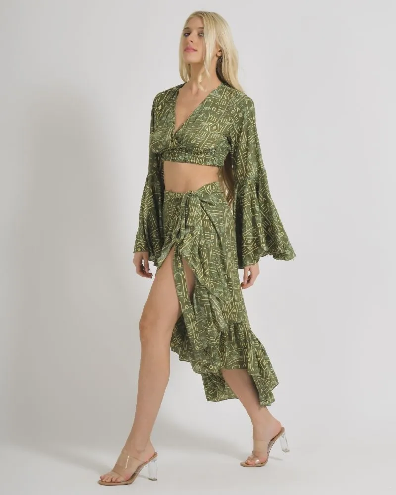 ΦΟΥΣΤΑ ΜΑΚΡΙΑ ΚΡΟΥΑΖΕ ΣΕ ΛΑΔΙ ΧΡΩΜΑ ΜΕ ΓΕΩΜΕΤΡΙΚΑ ΣΧΕΔΙΑ S/M (100% CREPE)