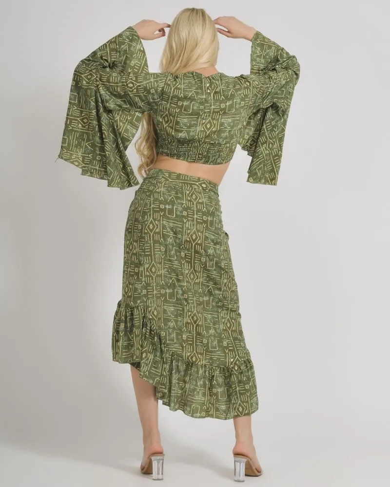 ΦΟΥΣΤΑ ΜΑΚΡΙΑ ΚΡΟΥΑΖΕ ΣΕ ΛΑΔΙ ΧΡΩΜΑ ΜΕ ΓΕΩΜΕΤΡΙΚΑ ΣΧΕΔΙΑ S/M (100% CREPE)