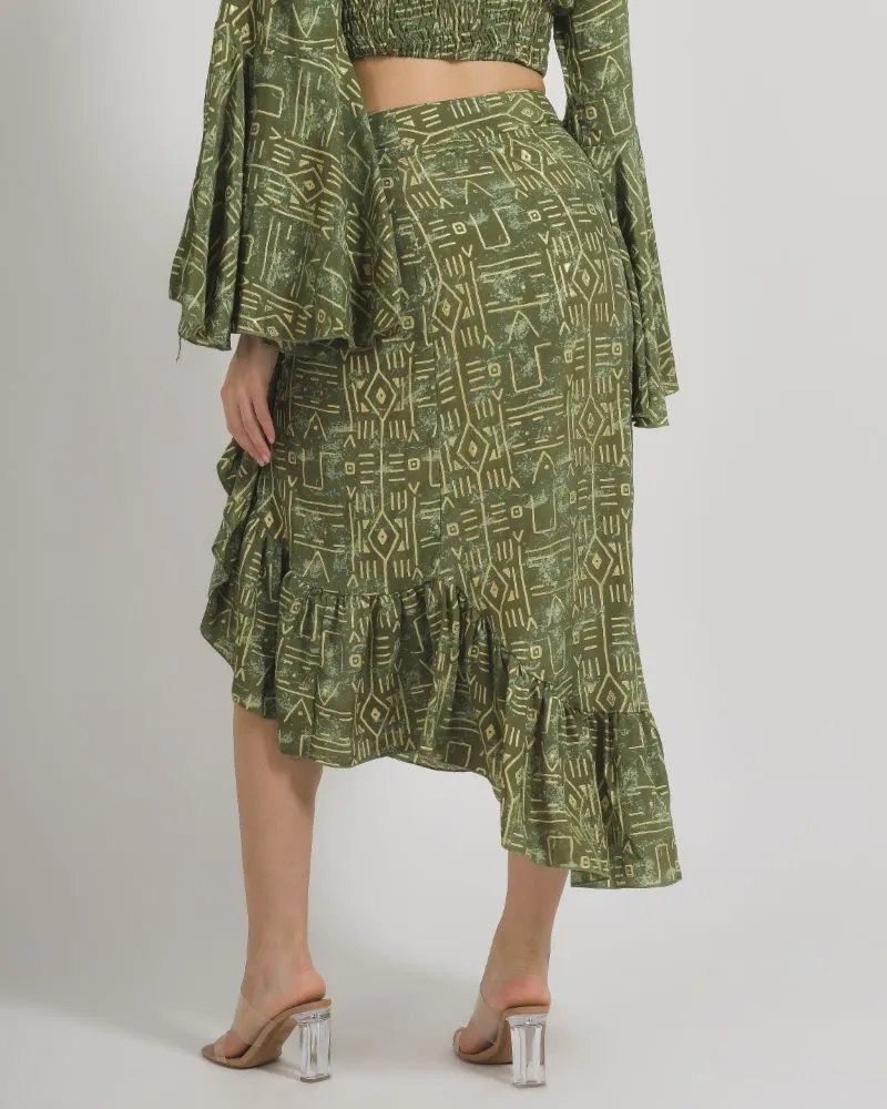 ΦΟΥΣΤΑ ΜΑΚΡΙΑ ΚΡΟΥΑΖΕ ΣΕ ΛΑΔΙ ΧΡΩΜΑ ΜΕ ΓΕΩΜΕΤΡΙΚΑ ΣΧΕΔΙΑ M/L (100% CREPE)