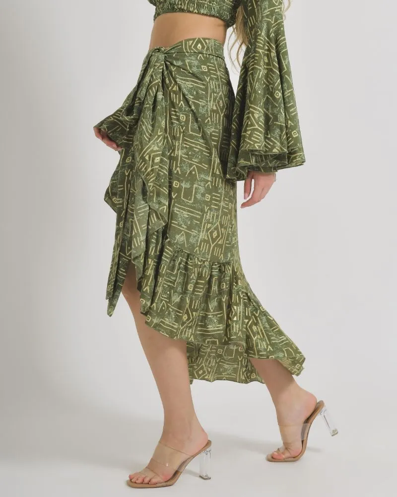 ΦΟΥΣΤΑ ΜΑΚΡΙΑ ΚΡΟΥΑΖΕ ΣΕ ΛΑΔΙ ΧΡΩΜΑ ΜΕ ΓΕΩΜΕΤΡΙΚΑ ΣΧΕΔΙΑ M/L (100% CREPE)