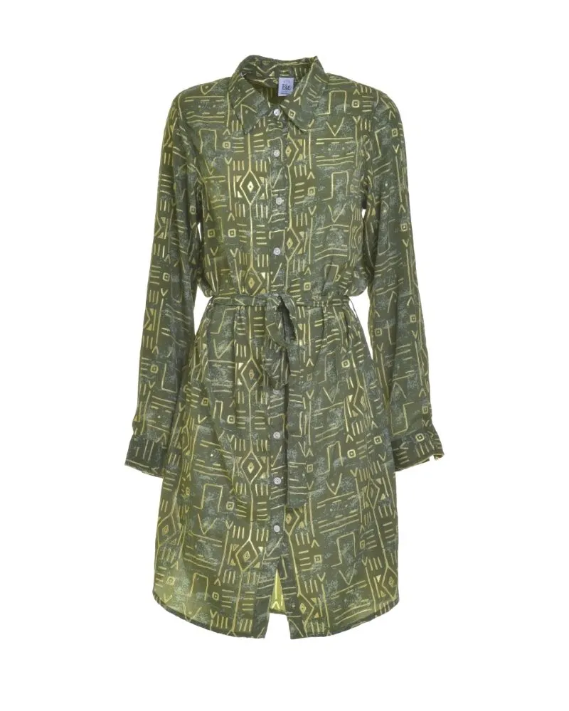 ΠΟΥΚΑΜΙΣΑ ΜΑΚΡΥΜΑΝΙΚΗ ΜΕ ΖΩΝΗ ΣΕ ΛΑΔΙ ΧΡΩΜΑ ΜΕ ΓΕΩΜΕΤΡΙΚΑ ΣΧΕΔΙΑ ONE SIZE  (100% CREPE)