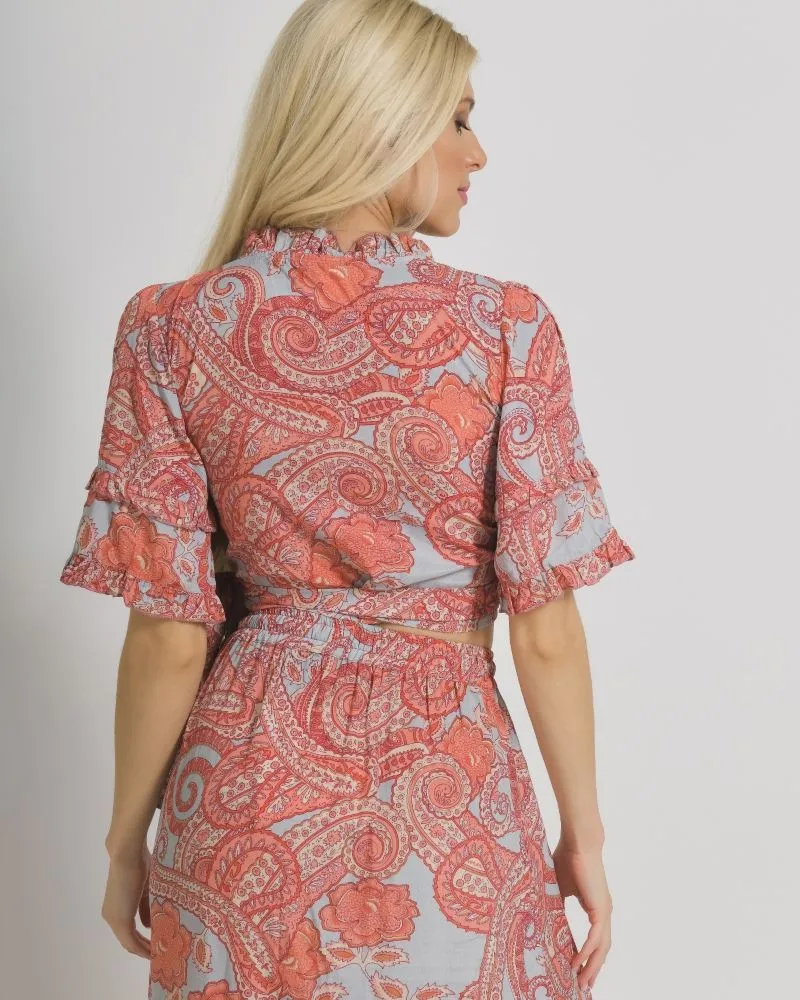 ΤΟΠ/ΜΠΛΟΥΖΑΚΙ ΣΕ ΡΟΖ/ΓΚΡΙ ΧΡΩΜΑ ΜΕ ΧΡΥΣΕΣ ΛΕΠΤΟΜΕΡΕΙΕΣ ONE SIZE  (100% CREPE) .