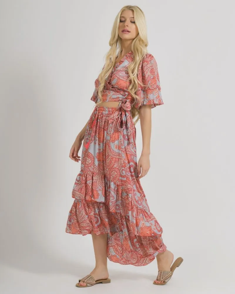 ΦΟΥΣΤΑ ΜΑΚΡΙΑ ΣΕ ΡΟΖ/ΓΚΡΙ ΧΡΩΜΑ ΜΕ ΧΡΥΣΕΣ ΛΕΠΤΟΜΕΡΕΙΕΣ S/M (100% CREPE)