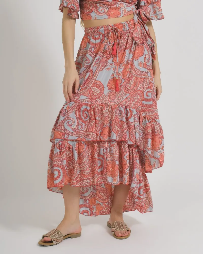 ΦΟΥΣΤΑ ΜΑΚΡΙΑ ΣΕ ΡΟΖ/ΓΚΡΙ ΧΡΩΜΑ ΜΕ ΧΡΥΣΕΣ ΛΕΠΤΟΜΕΡΕΙΕΣ S/M (100% CREPE)