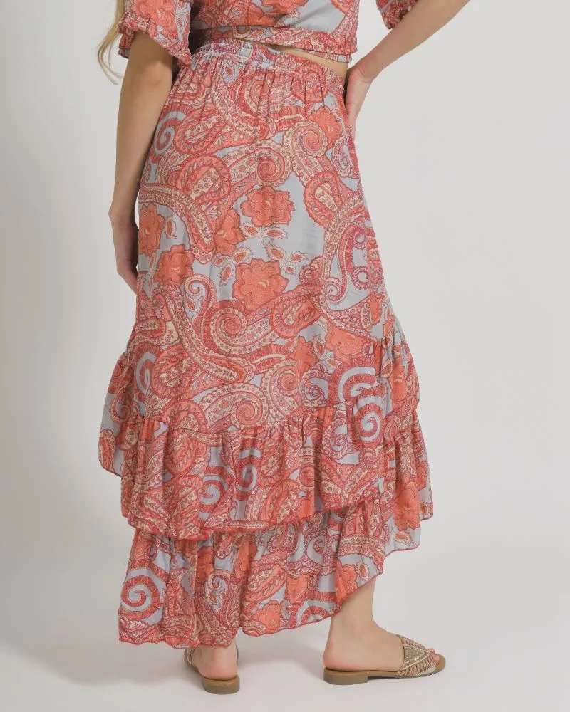 ΦΟΥΣΤΑ ΜΑΚΡΙΑ ΣΕ ΡΟΖ/ΓΚΡΙ ΧΡΩΜΑ ΜΕ ΧΡΥΣΕΣ ΛΕΠΤΟΜΕΡΕΙΕΣ M/L (100% CREPE)