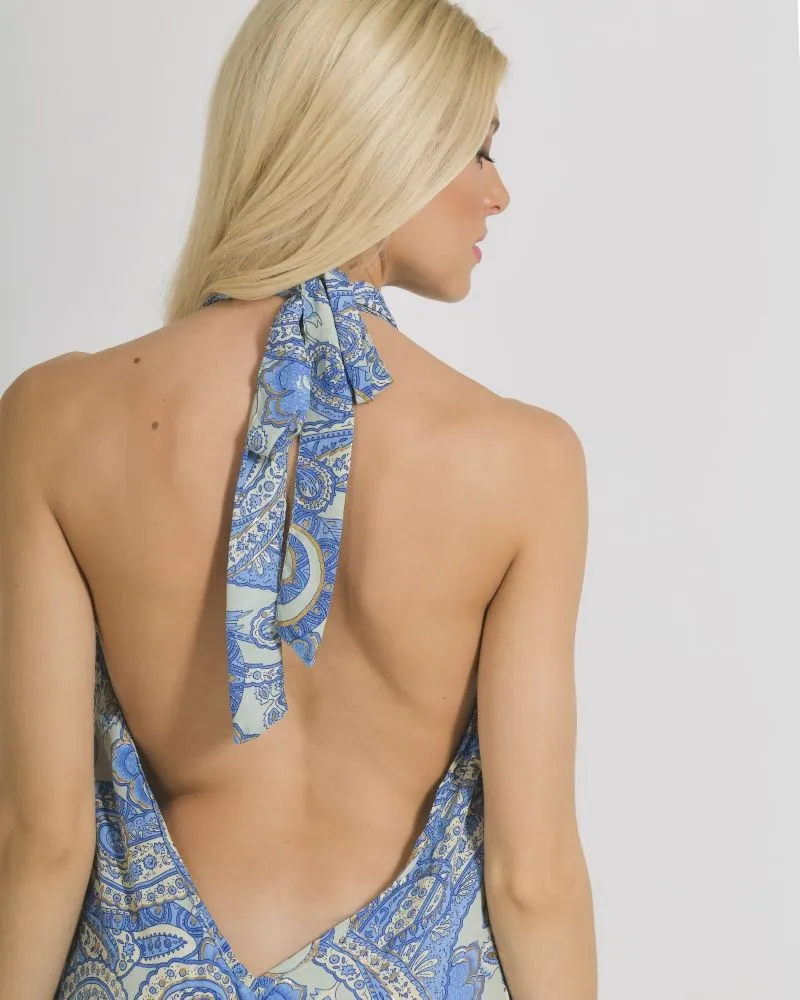 ΦΟΡΕΜΑ ΑΜΑΝΙΚΟ ΣΕ ΜΠΛΕ/ΓΚΡΙ ΧΡΩΜΑ ΜΕ ΧΡΥΣΕΣ ΛΕΠΤΟΜΕΡΕΙΕΣ ONE SIZE (100% CREPE) .