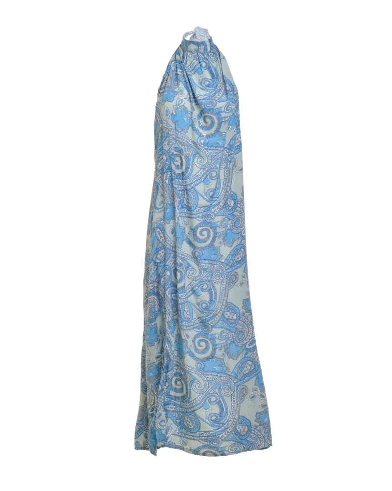 ΦΟΡΕΜΑ ΑΜΑΝΙΚΟ ΣΕ ΜΠΛΕ/ΓΚΡΙ ΧΡΩΜΑ ΜΕ ΧΡΥΣΕΣ ΛΕΠΤΟΜΕΡΕΙΕΣ ONE SIZE (100% CREPE) .