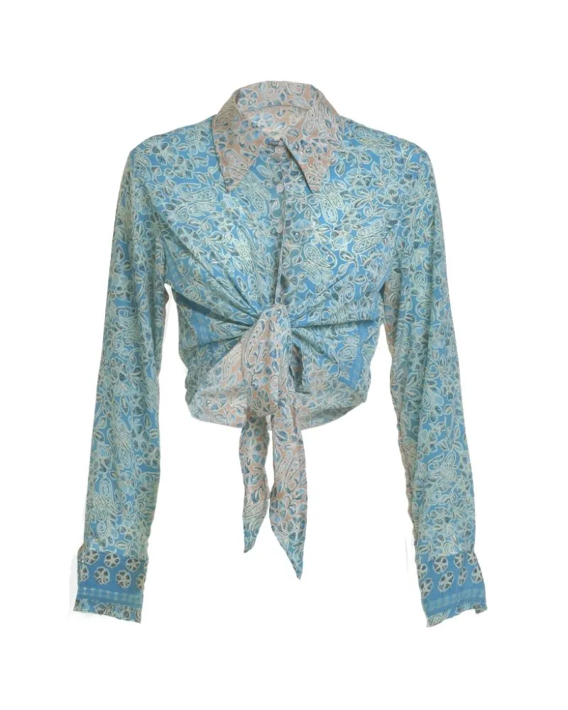 ΤΟΠ/ΠΟΥΚΑΜΙΣΑΚΙ ΜΕ ΔΕΣΙΜΟ ΣΕ ΤΥΡΚΟΥΑΖ/ΜΠΕΖ ΧΡΩΜΑ ΜΕ ΧΡΥΣΕΣ ΛΕΠΤΟΜΕΡΕΙΕΣ ONE SIZE  (100% CREPE) .