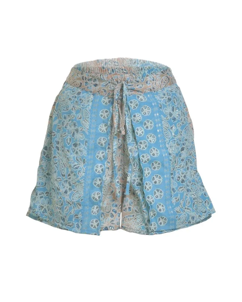 ΣΟΡΤΣΑΚΙ ΣΕ ΤΥΡΚΟΥΑΖ/ΜΠΕΖ ΧΡΩΜΑ ΜΕ ΧΡΥΣΕΣ ΛΕΠΤΟΜΕΡΕΙΕΣ M/L (100% CREPE)