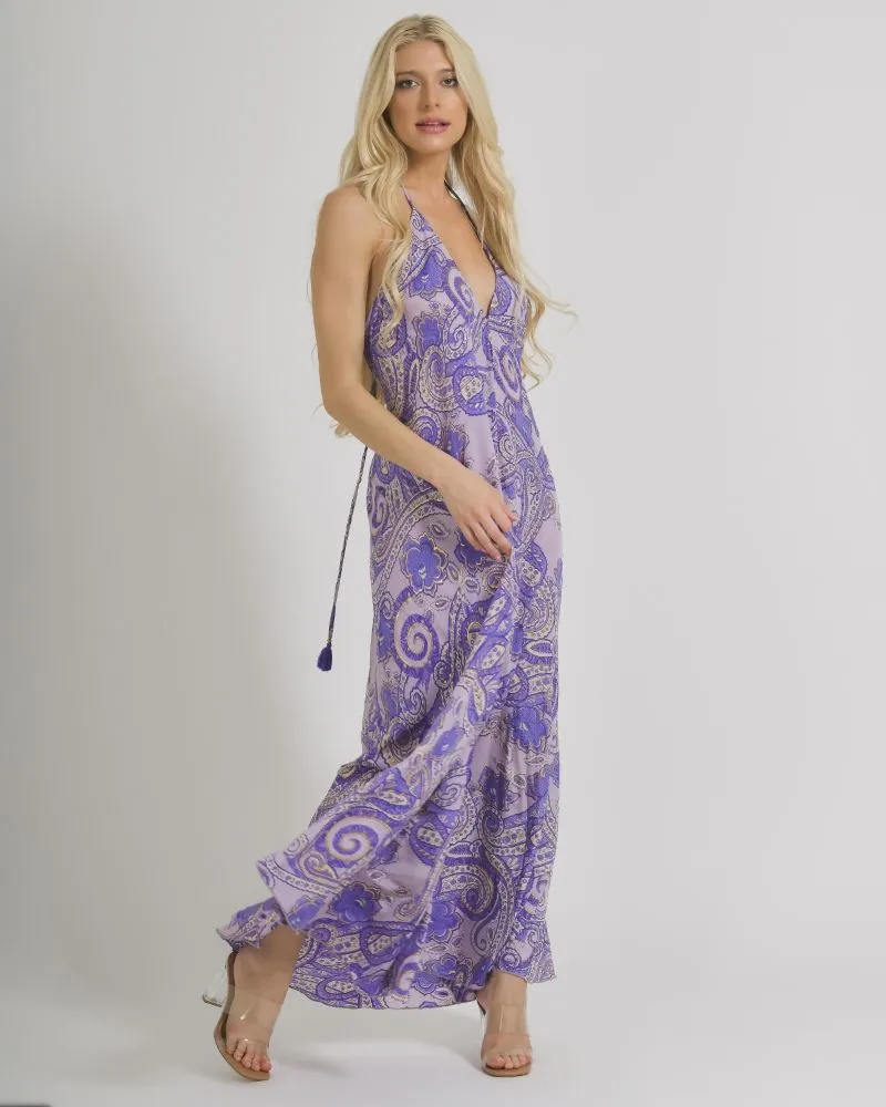 ΦΟΡΕΜΑ ΑΜΑΝΙΚΟ ΣΕ ΜΩΒ ΧΡΩΜΑ ΜΕ ΧΡΥΣΑ ΣΧΕΔΙΑ ONE SIZE  (100% CREPE)