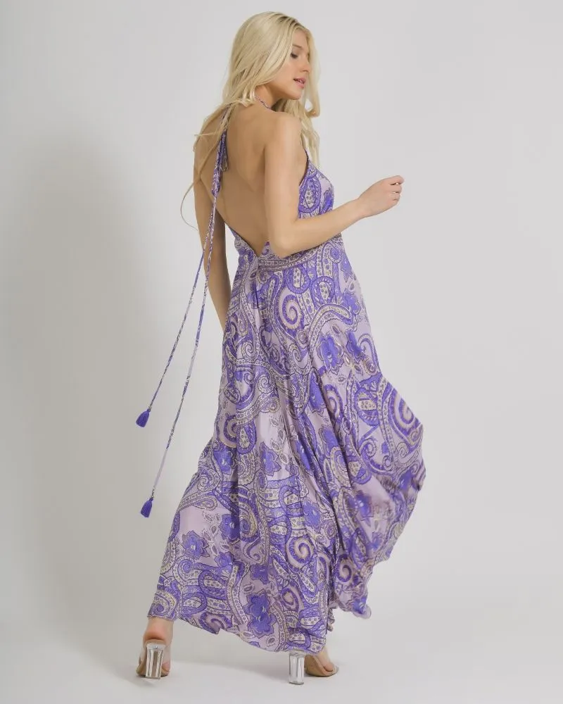 ΦΟΡΕΜΑ ΑΜΑΝΙΚΟ ΣΕ ΜΩΒ ΧΡΩΜΑ ΜΕ ΧΡΥΣΑ ΣΧΕΔΙΑ ONE SIZE  (100% CREPE)