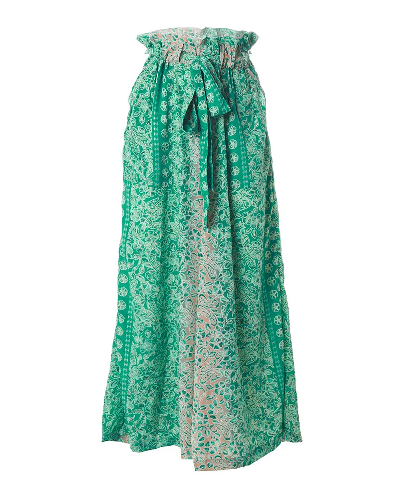 ΠΑΝΤΕΛΟΝΑ ΣΕ ΠΡΑΣΙΝΟ/ΜΠΕΖ ΧΡΩΜΑ ΜΕ ΧΡΥΣΑ ΣΧΕΔΙΑ S/M (100% CREPE)