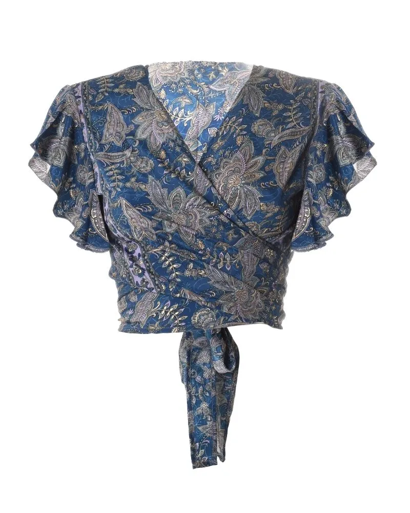 ΤΟΠ/ΜΠΛΟΥΖΑΚΙ ΣΕ ΣΚΟΥΡΟ ΜΠΛΕ ΧΡΩΜΑ ΜΕ ΧΡΥΣΑ ΣΧΕΔΙΑ ONE SIZE  (100% CREPE)