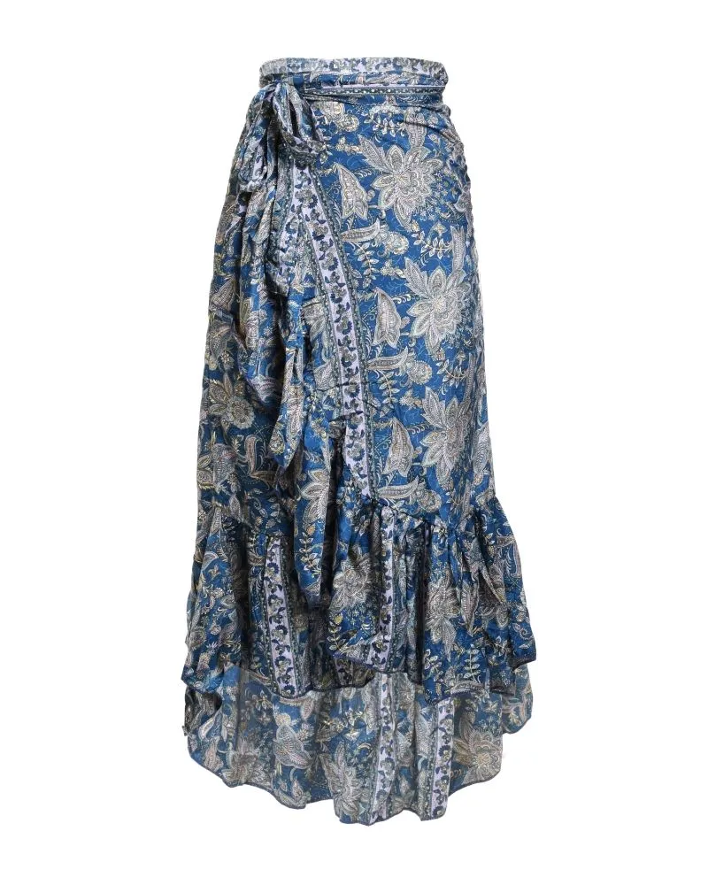 ΦΟΥΣΤΑ ΜΑΚΡΙΑ ΚΡΟΥΑΖΕ ΣΕ ΣΚΟΥΡΟ ΜΠΛΕ ΧΡΩΜΑ ΜΕ ΧΡΥΣΑ ΣΧΕΔΙΑ S/M (100% CREPE)