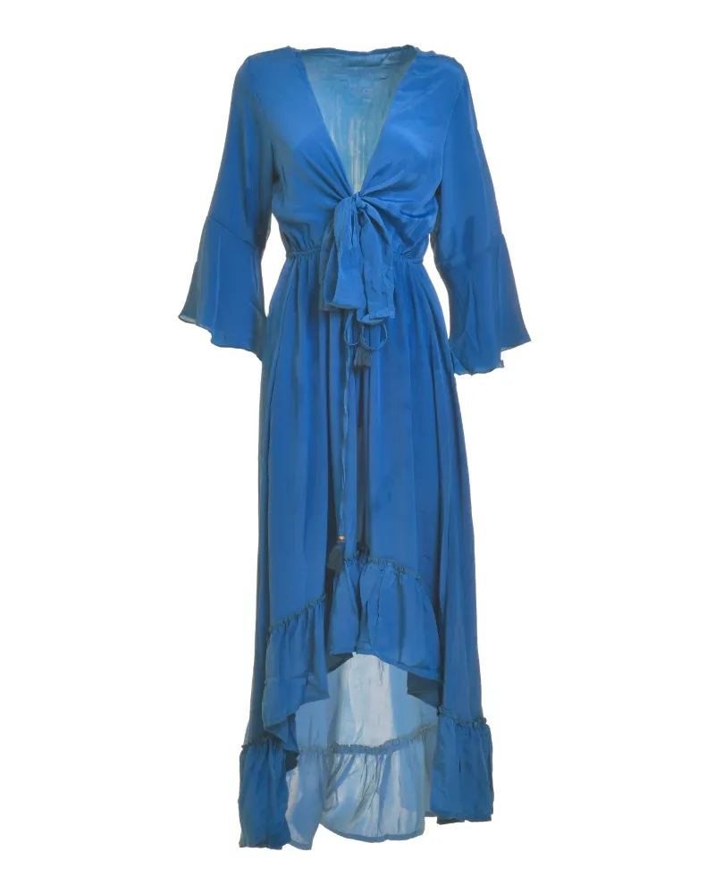 ΦΟΡΕΜΑ ΣΕ ΜΠΛΕ ΧΡΩΜΑ ΜΕ ΑΝΟΙΓΜΑ ONE SIZE (100% CREPE)