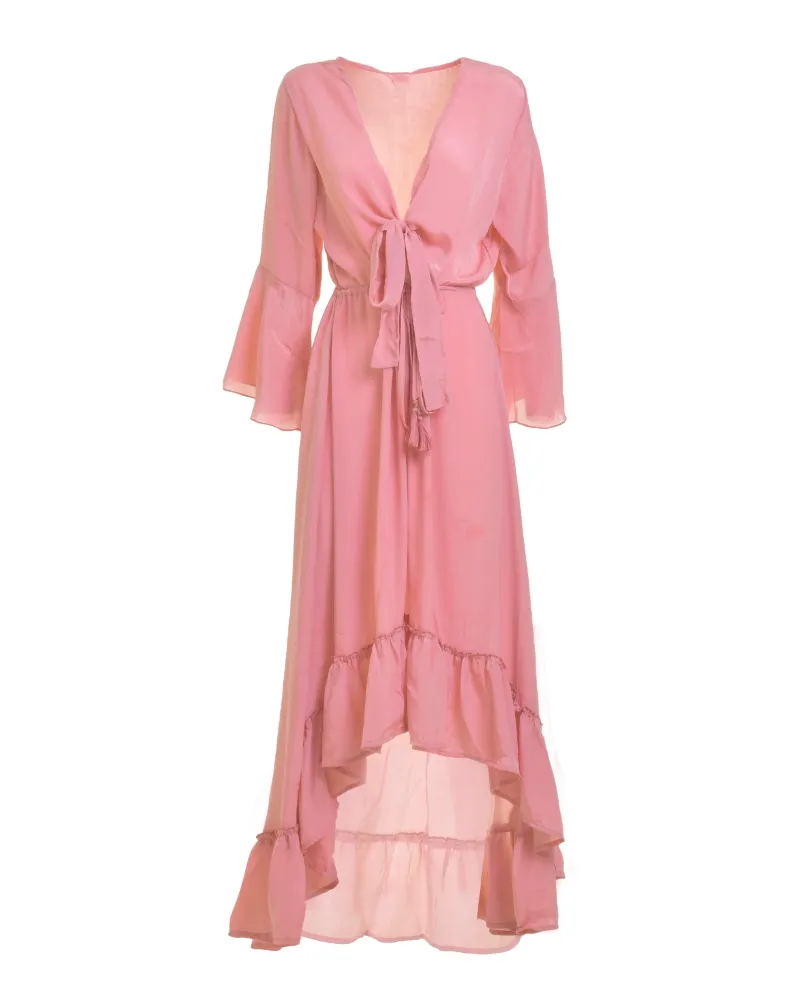 ΦΟΡΕΜΑ ΣΕ ΡΟΖ ΧΡΩΜΑ ΜΕ ΑΝΟΙΓΜΑ ONE SIZE (100% CREPE)