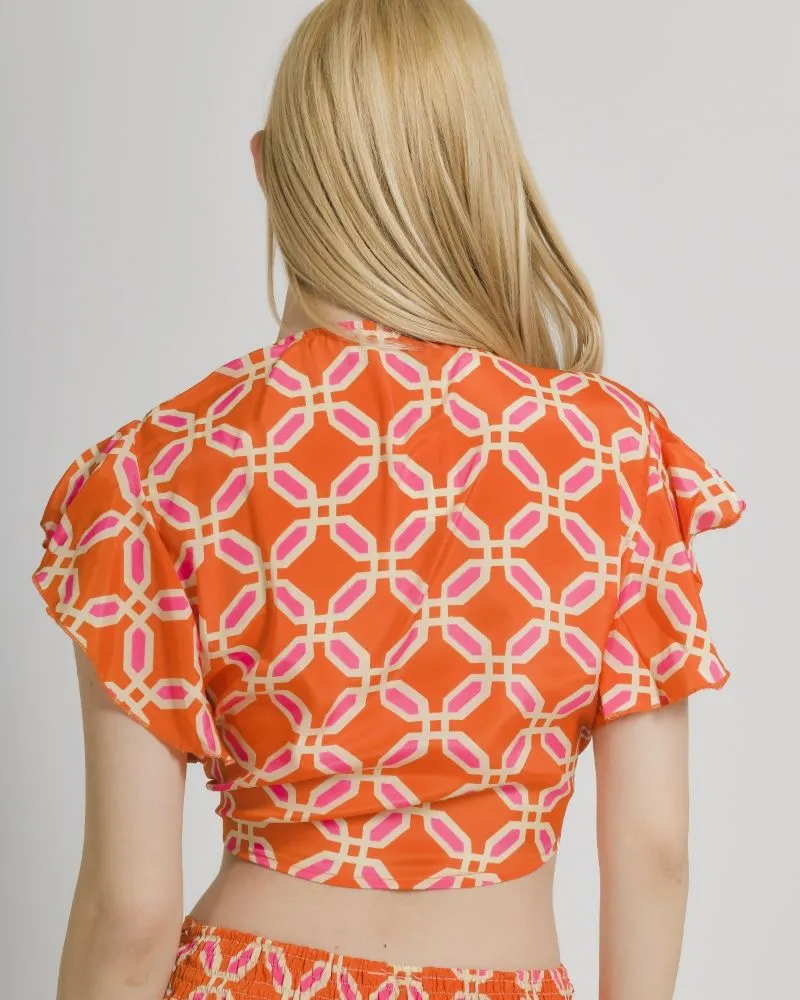 ΤΟΠ/ΜΠΛΟΥΖΑΚΙ ΣΕ ΠΟΡΤΟΚΑΛΙ/ΡΟΖ ΧΡΩΜΑ ONE SIZE (100% CREPE)