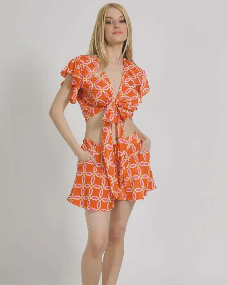 ΤΟΠ/ΜΠΛΟΥΖΑΚΙ ΣΕ ΠΟΡΤΟΚΑΛΙ/ΡΟΖ ΧΡΩΜΑ ONE SIZE (100% CREPE)