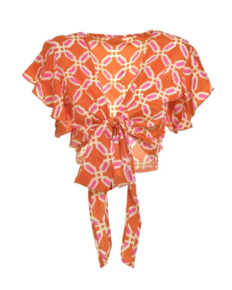 ΤΟΠ/ΜΠΛΟΥΖΑΚΙ ΣΕ ΠΟΡΤΟΚΑΛΙ/ΡΟΖ ΧΡΩΜΑ ONE SIZE (100% CREPE)