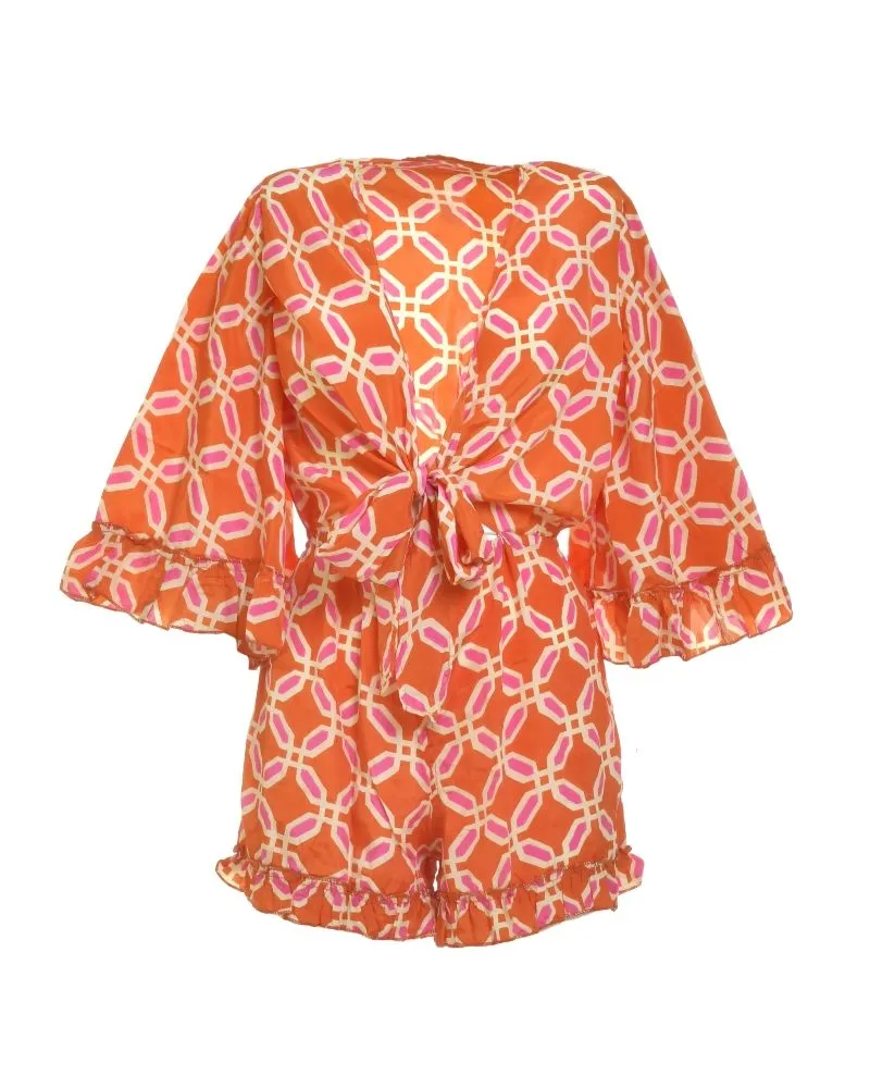 ΟΛΟΣΩΜΗ ΦΌΡΜΑ ΚΟΝΤΗ ΣΕ ΠΟΡΤΟΚΑΛΙ/ΡΟΖ ΧΡΩΜΑ ONE SIZE (100% CREPE)