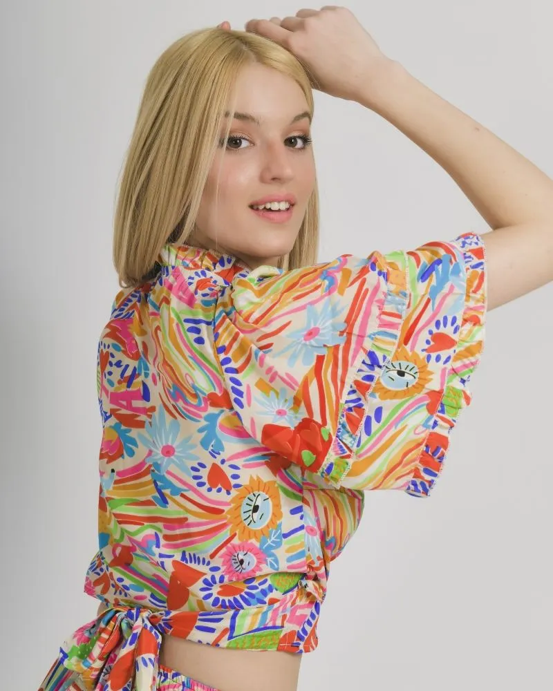 ΤΟΠ/ΜΠΛΟΥΖΑΚΙ ΜΕ ΠΟΛΥΧΡΩΜΑ ΣΧΕΔΙΑ ONE SIZE  (100% CREPE)