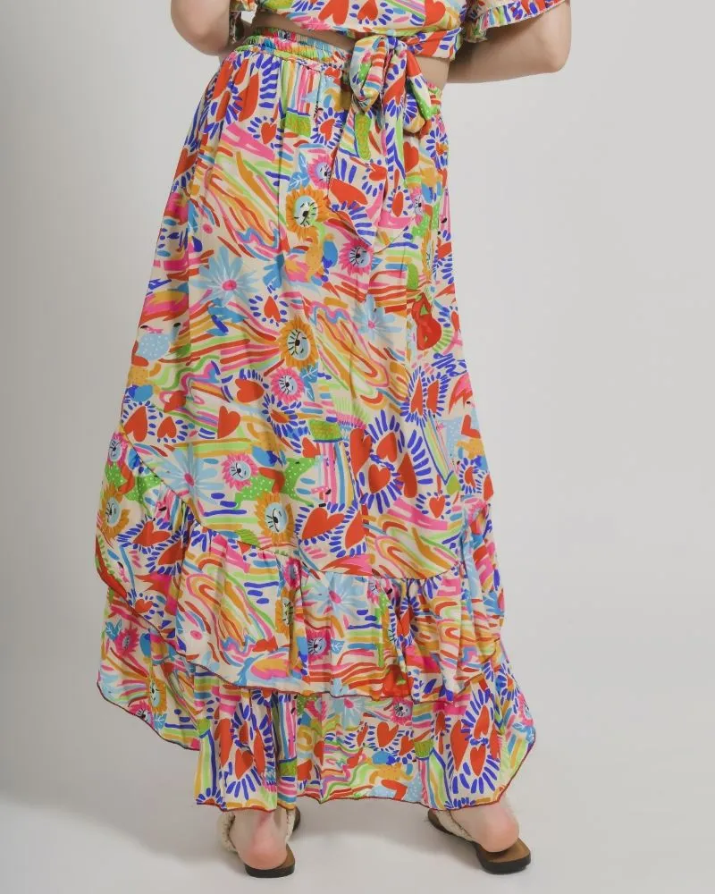 ΦΟΥΣΤΑ ΜΕ ΠΟΛΥΧΡΩΜΑ ΣΧΕΔΙΑ M/L (100% CREPE)