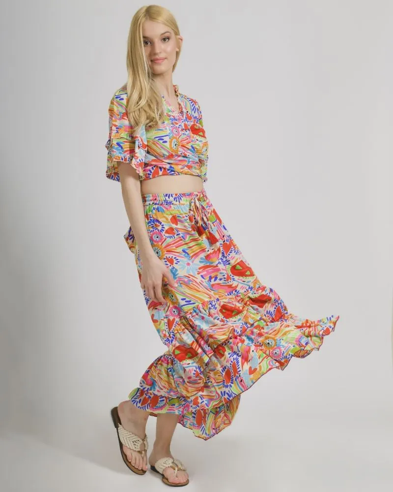 ΦΟΥΣΤΑ ΜΕ ΠΟΛΥΧΡΩΜΑ ΣΧΕΔΙΑ M/L (100% CREPE)