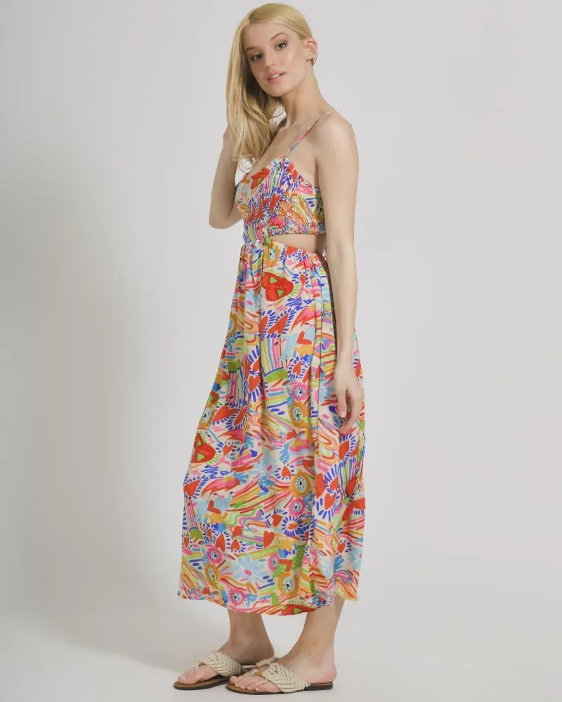 ΦΟΡΕΜΑ ΑΜΑΝΙΚΟ ΜΕ ΑΝΟΙΓΜΑ ΣΤΗ ΠΛΑΤΗ ΜΕ ΠΟΛΥΧΡΩΜΑ ΣΧΕΔΙΑ ONE SIZE  (100% CREPE)