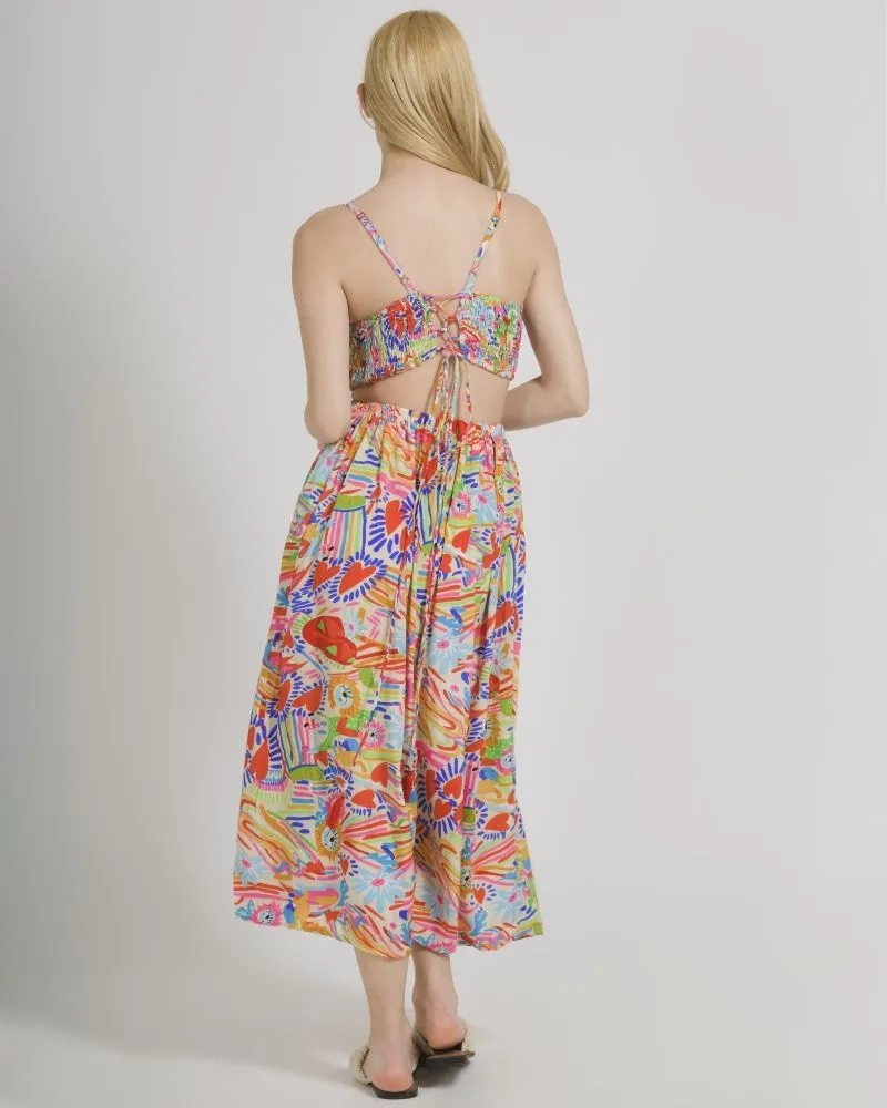 ΦΟΡΕΜΑ ΑΜΑΝΙΚΟ ΜΕ ΑΝΟΙΓΜΑ ΣΤΗ ΠΛΑΤΗ ΜΕ ΠΟΛΥΧΡΩΜΑ ΣΧΕΔΙΑ ONE SIZE  (100% CREPE)