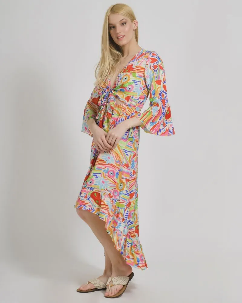 ΦΟΡΕΜΑ ΜΕ ΑΝΟΙΓΜΑ ΜΕ ΠΟΛΥΧΡΩΜΑ ΣΧΕΔΙΑ ONE SIZE  (100% CREPE)