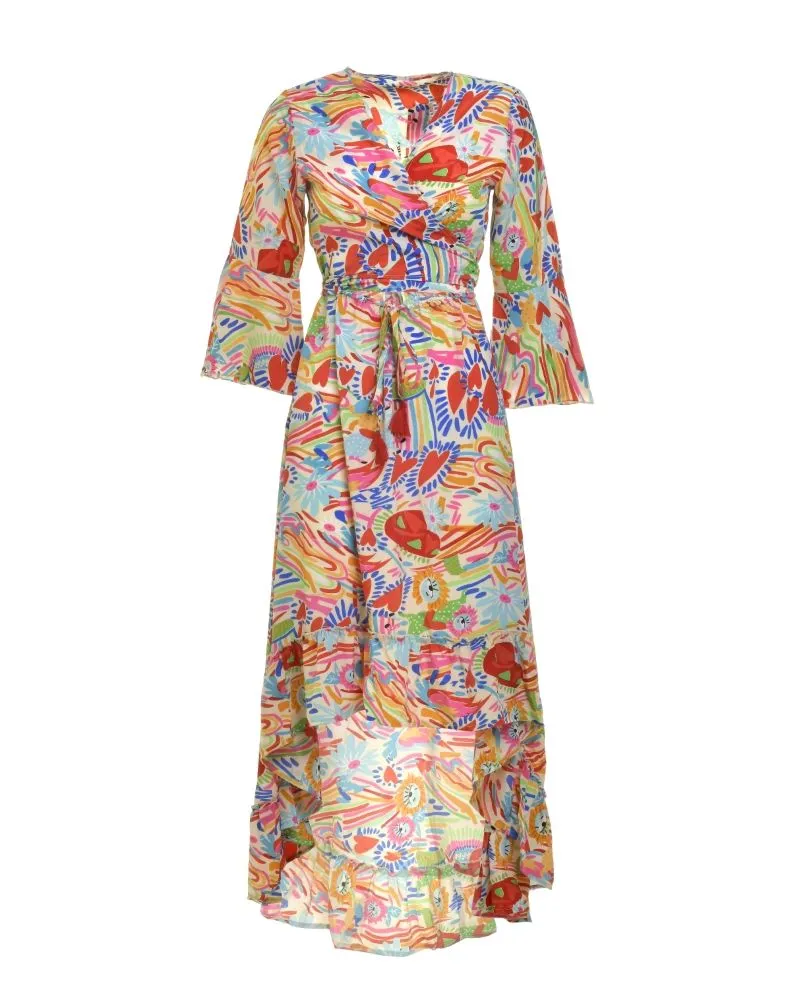 ΦΟΡΕΜΑ ΜΕ ΑΝΟΙΓΜΑ ΜΕ ΠΟΛΥΧΡΩΜΑ ΣΧΕΔΙΑ ONE SIZE  (100% CREPE)