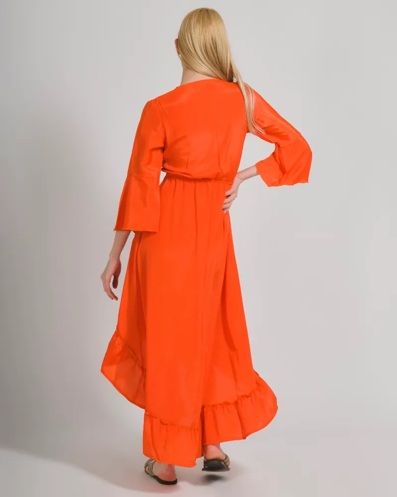 ΦΟΡΕΜΑ ΣΕ ΠΟΡΤΟΚΑΛΙ ΧΡΩΜΑ ΜΕ ΑΝΟΙΓΜΑ ONE SIZE (100% CREPE)