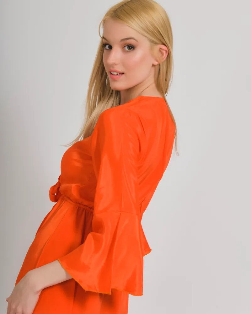 ΦΟΡΕΜΑ ΣΕ ΠΟΡΤΟΚΑΛΙ ΧΡΩΜΑ ΜΕ ΑΝΟΙΓΜΑ ONE SIZE (100% CREPE)