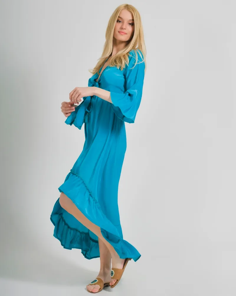 ΦΟΡΕΜΑ ΣΕ ΠΕΤΡΟΛ ΧΡΩΜΑ ΜΕ ΑΝΟΙΓΜΑ ONE SIZE (100% CREPE)