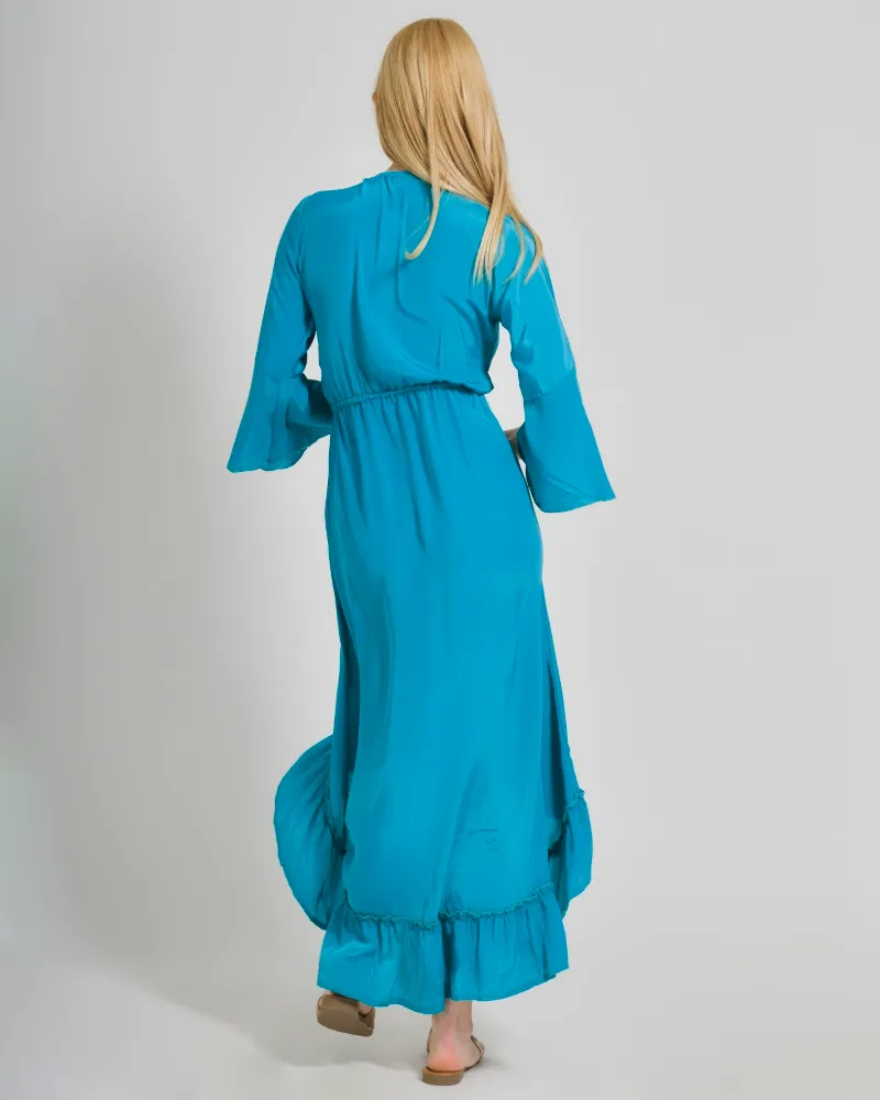 ΦΟΡΕΜΑ ΣΕ ΠΕΤΡΟΛ ΧΡΩΜΑ ΜΕ ΑΝΟΙΓΜΑ ONE SIZE (100% CREPE)