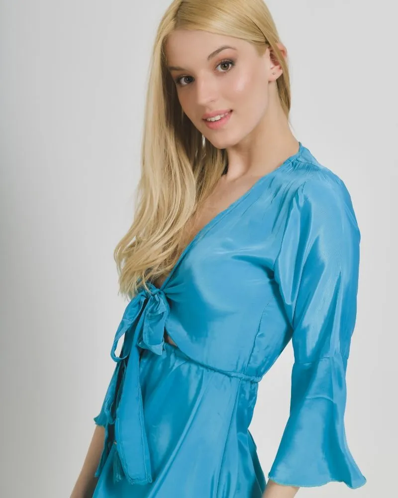 ΦΟΡΕΜΑ ΣΕ ΠΕΤΡΟΛ ΧΡΩΜΑ ΜΕ ΑΝΟΙΓΜΑ ONE SIZE (100% CREPE)