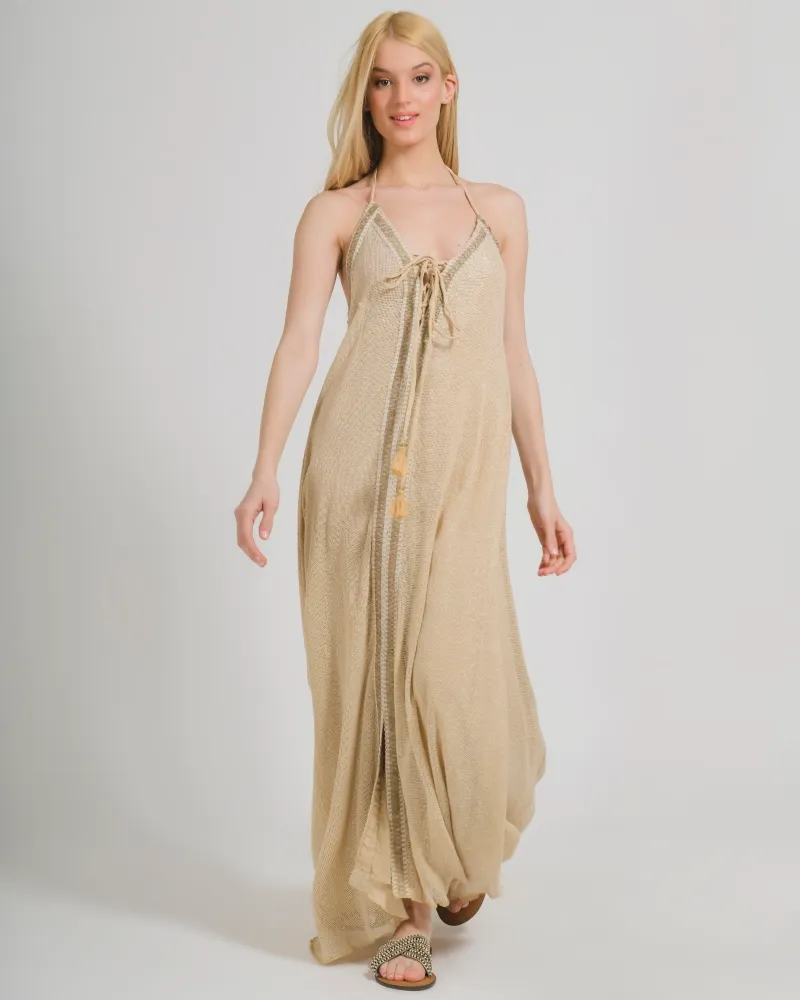 ΦΟΡΕΜΑ ΜΑΚΡΥ ΑΜΑΝΙΚΟ ΣΕ ΜΠΕΖ ΧΡΩΜΑ (100% COTTON)