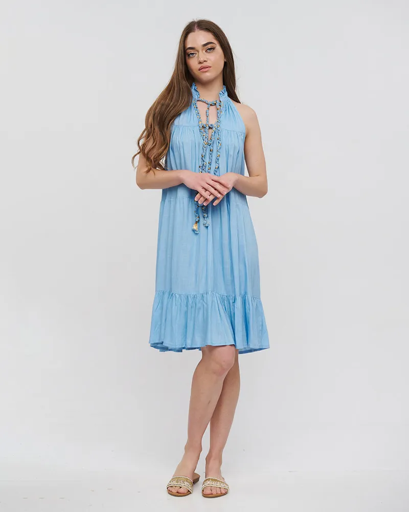 ΦΟΡΕΜΑ ΚΟΝΤΟ ΑΜΑΝΙΚΟ ΓΑΛΑΖΙΟ ΜΕ ΧΡΥΣΑ ΚΟΡΔΟΝΙΑ ONE SIZE (100% RAYON) ΦΟΡΕΜΑ ΚΟΝΤΟ ΑΜΑΝΙΚΟ ΓΑΛΑΖΙΟ ΜΕ ΧΡΥΣΑ ΚΟΡΔΟΝΙΑ ONE SIZE (100% RAYON)