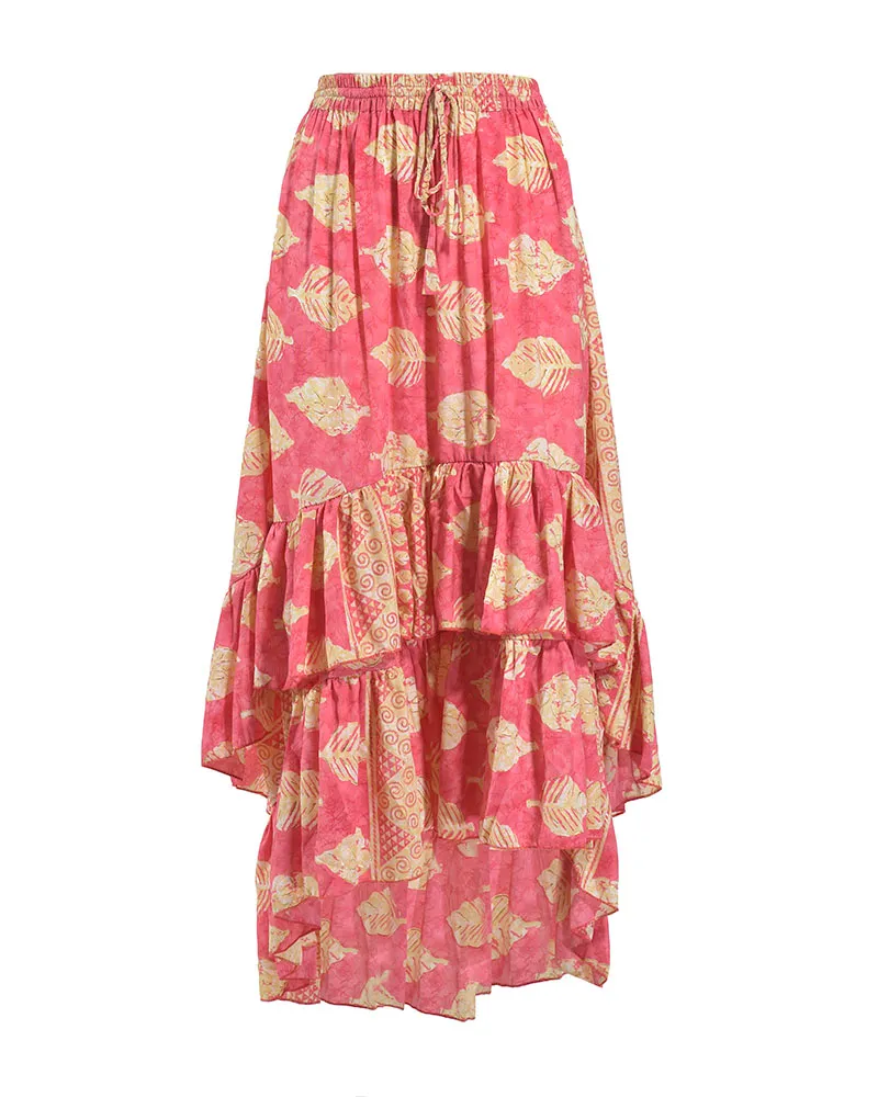 ΦΟΥΣΤΑ ΜΑΚΡΙΑ ΡΟΖ ΜΕ ΦΥΛΛΑ ΚΑΙ ΜΕ ΧΡΥΣΕΣ ΛΕΠΤΟΜΕΡΕΙΕΣ M/L (100% CREPE)