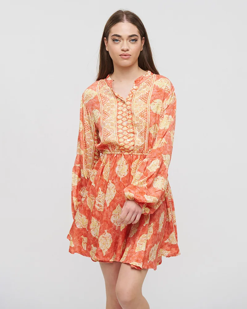 ΦΟΡΕΜΑ ΚΟΝΤΟ ΜΑΚΡΥΜΑΝΙΚΟ ΠΟΡΤΟΚΑΛΙ ΜΕ ΦΥΛΛΑ ΚΑΙ ΧΡΥΣΕΣ ΛΕΠΤΟΜΕΡΕΙΕΣ ONE SIZE(100% CREPE)