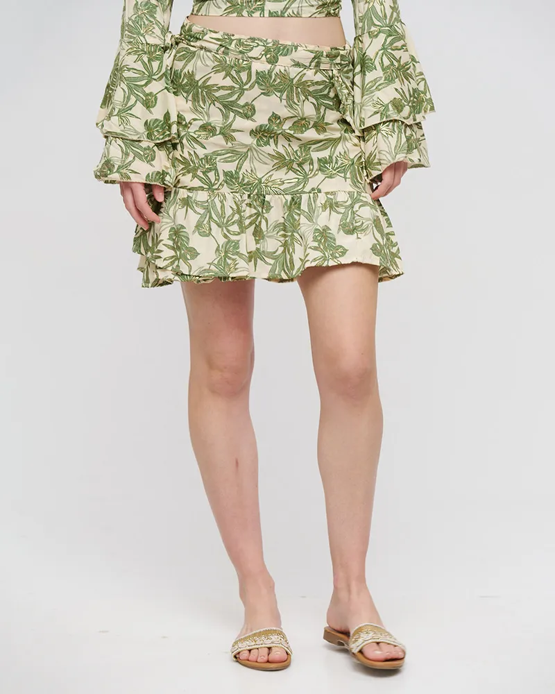 ΦΟΥΣΤΑ/ΠΑΡΕΟ ΚΟΝΤΗ ΚΡΟΥΑΖΕ ΕΚΡΟΥ/ΠΡΑΣΙΝΟ ΜΕ ΧΡΥΣΕΣ ΛΕΠΤΟΜΕΡΕΙΕΣ S/Μ (100% CREPE)