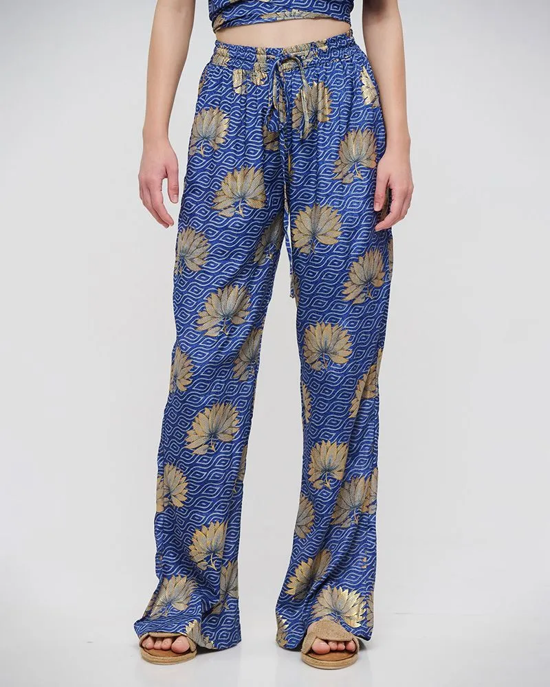 ΠΑΝΤΕΛΟΝΑ ΜΕ ΤΣΕΠΕΣ ΜΠΛΕ ΜΕ ΧΡΥΣΑ ΛΟΥΛΟΥΔΙΑ S/M (100% CREPE) ΠΑΝΤΕΛΟΝΑ ΜΕ ΤΣΕΠΕΣ ΜΠΛΕ ΜΕ ΧΡΥΣΑ ΛΟΥΛΟΥΔΙΑ S/M (100% CREPE)