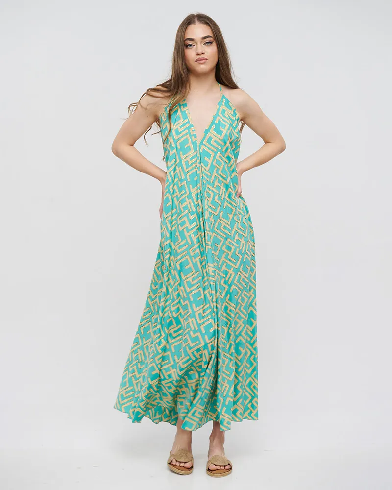 ΦΟΡΕΜΑ ΜΑΚΡΥ ΑΜΑΝΙΚΟ ΤΥΡΚΟΥΑΖ ΜΕ ΧΡΥΣΕΣ ΛΕΠΤΟΜΕΡΕΙΕΣ ONE SIZE (100%CREPE)