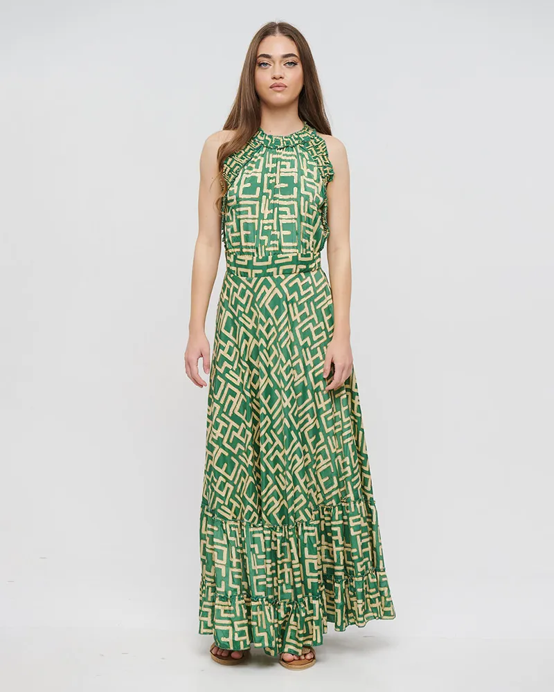 ΦΟΡΕΜΑ ΜΑΚΡΥ ΑΜΑΝΙΚΟ ΚΥΠΑΡΙΣΣΙ ΜΕ ΧΡΥΣΕΣ ΛΕΠΤΟΜΕΡΕΙΕΣ ONE SIZE (100%CREPE)