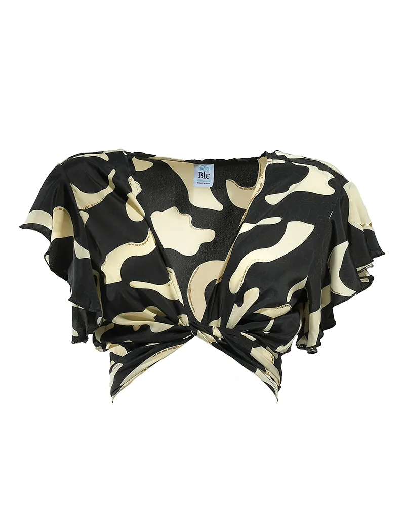 ΤΟΠ ΚΟΝΤΟ ΔΕΤΟ ”ΚΑΜΟΥΦΛΑΖ” ΜΑΥΡΟ/ΕΚΡΟΥ ONE SIZE (100%CREPE)