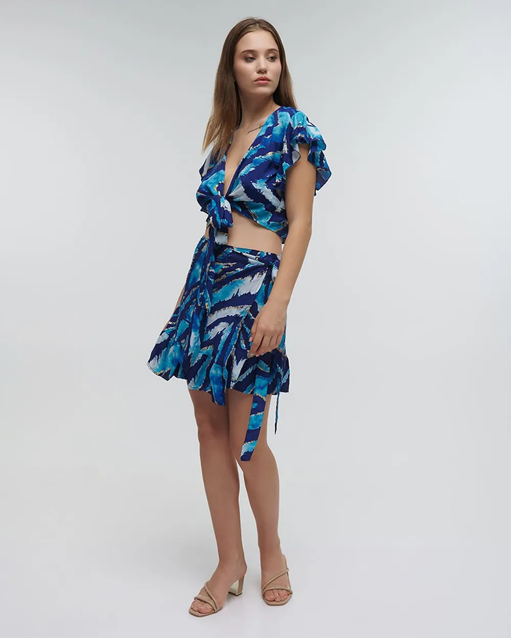 ΤΟΠ ΚΟΝΤΟ ΔΕΤΟ ''TIE DYE'' ΜΠΛΕ ONE SIZE (100% CREPE)