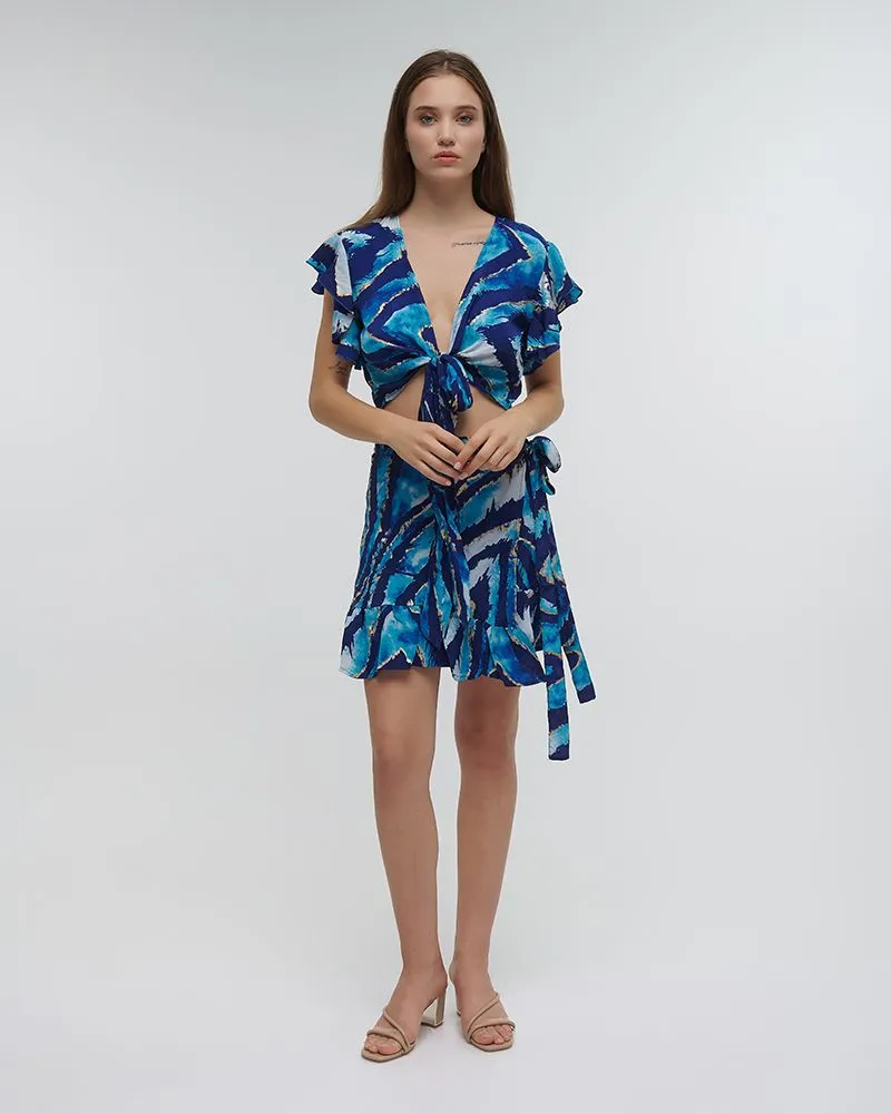 ΤΟΠ ΚΟΝΤΟ ΔΕΤΟ ”TIE DYE” ΜΠΛΕ ONE SIZE (100% CREPE)